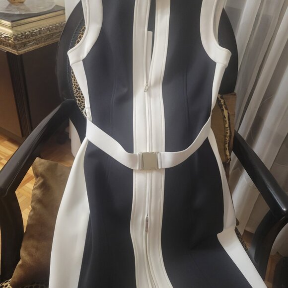 Sleeveless Black and White Dress, size 12 slim, more as 10. NWOT - Picture 3 of 7